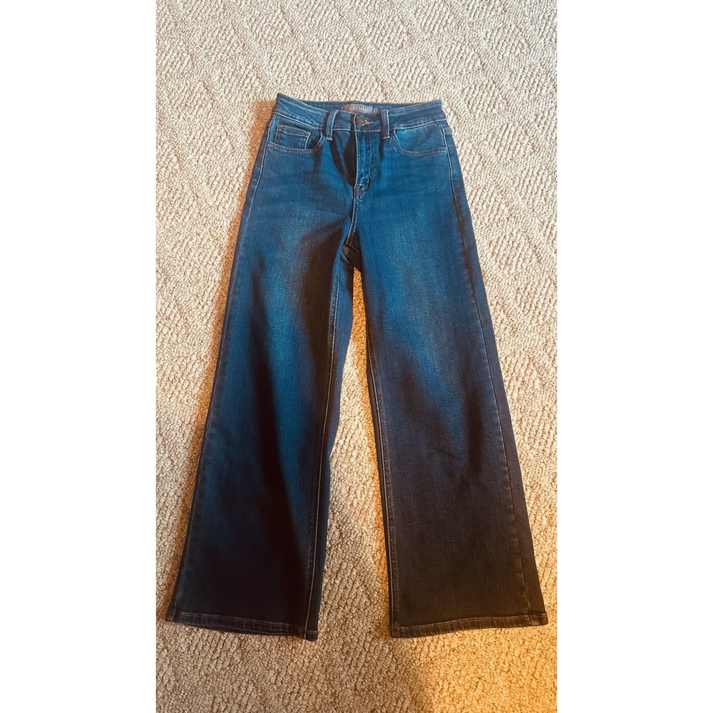 Womens Just USA  Wide Leg Jeans dark Wash High Rise Stretch Denim 4 - 26" imseam